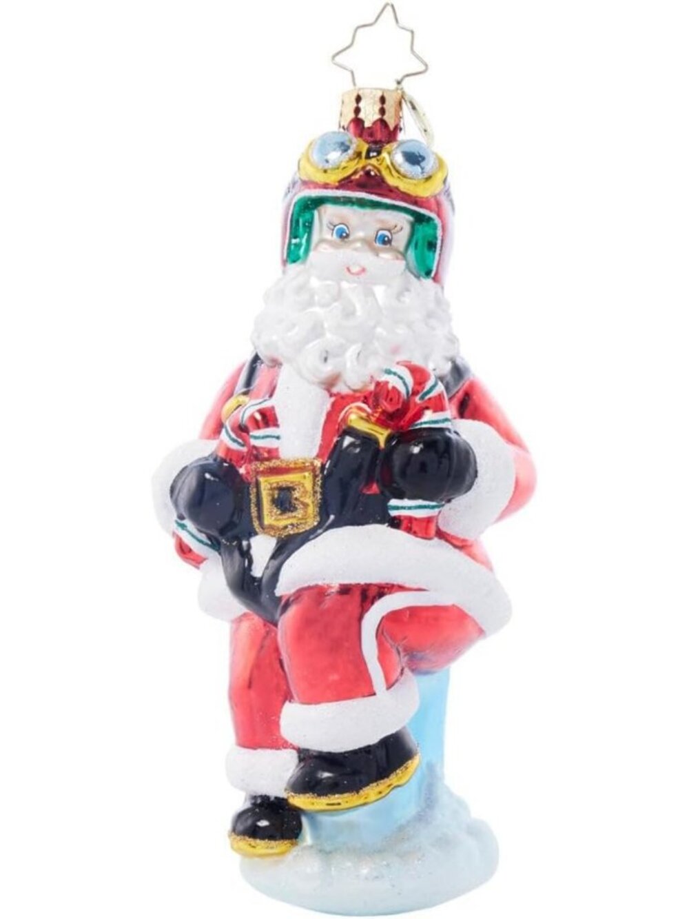 Hand-Crafted European Glass Christmas Tree Ornament - Santa Hydro Holiday Decor